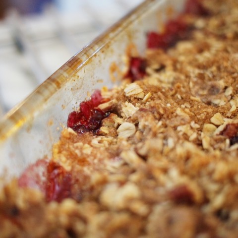 Blackberry, Peach, and Rosemary Crisp