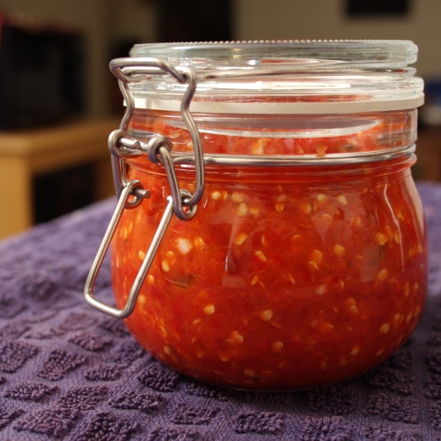 Fermented Red Hot Pepper Sauce, like tuong ot toi