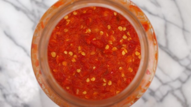 Fermented Red Hot Pepper Sauce, like tuong ot toi