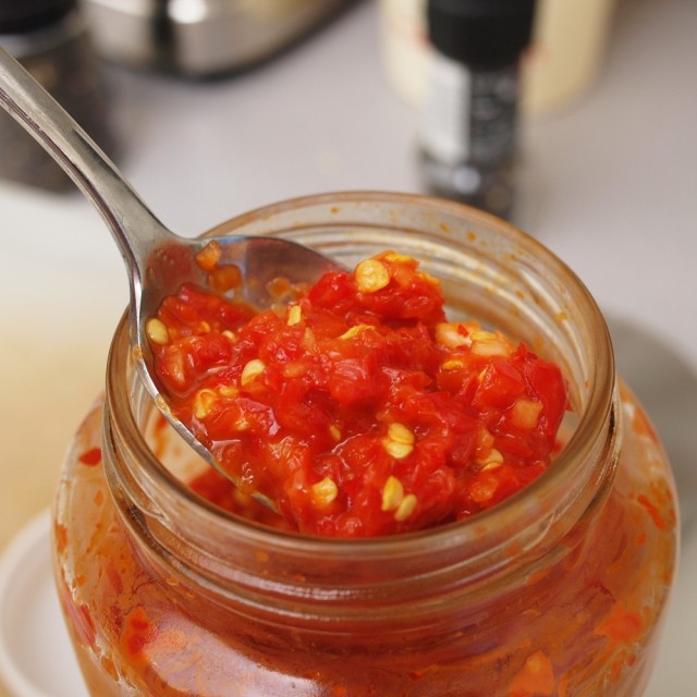 Fermented Red Hot Pepper Sauce, like tuong ot toi