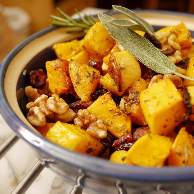 Thanksgiving Thoughts: Roasted Squash with Sage and Bacon