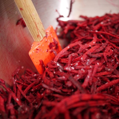 Beet Pancakes with Orange and Tarragon