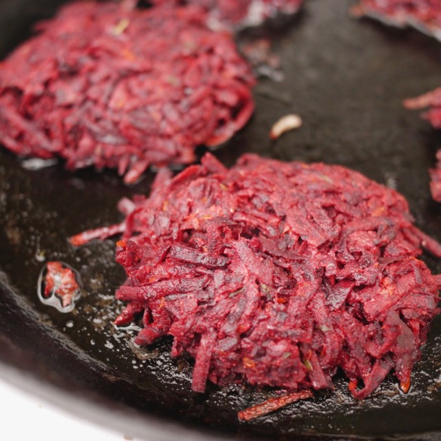 Beet Pancakes with Orange and Tarragon